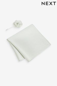 Vert clair - Ensemble carré et pochette en soie texturée (Q88825) | €9