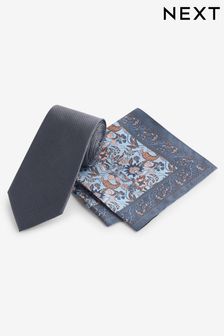 Синий - Шелковый галстук и платок для пиджака (Q88837) | €35