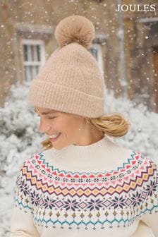 Joules Effie Camel Knitted Bobble Hat (Q88928) | $38