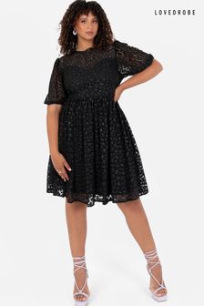 Мереживна міні-чорна сукня з Animal принтом (Q89004) | 5 436 ₴