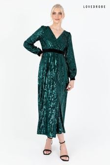Lovedrobe Green Sequin Velvet Midaxi Dress (Q89131) | $231