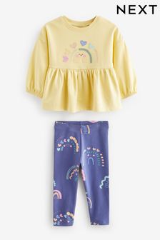 Long Sleeve Peplum Top and Leggings Set (3 ヶ月～7 歳)