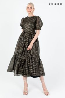 Черное платье мидакси с зигзагообразным принтом и завязкой на спине Loverobe (Q89166) | €49