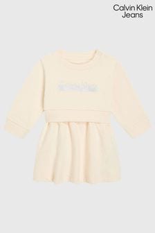 Calvin Klein Jeans Baby Cream Hero Logo Dress (Q89204) | $132