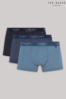 Ted Baker Blue/Black/Grey Cotton Boxer Briefs 3 Pack (Q89210) | €24
