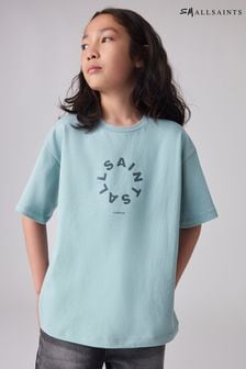 smALLSAINTS Pale Blue Tierra Oversized Crew Logo 100% Cotton T-Shirt (Q89250) | $38 - $45