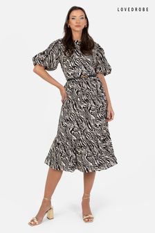 Lovedrobe Animal Print Puff Sleeve Midi Dress (Q89482) | kr779