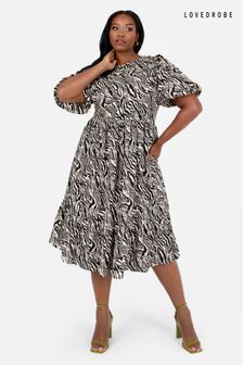 Lovedrobe Animal Print Puff Sleeve Midi Dress (Q89499) | $132