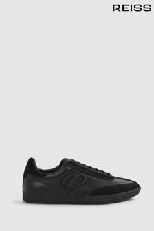Reiss Black Alba Leather-Suede Low Trainers (Q89526) | kr3 080