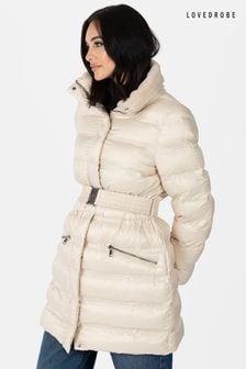 Lovedrobe Belted Padded Coat with Faux Fur Trim Hood (Q89634) | kr1 650