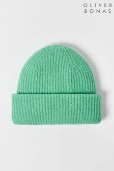 Oliver Bonas Green Rib Knitted Beanie Hat (Q89661) | LEI 131