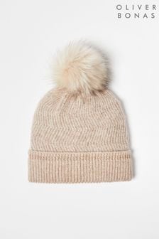 Oliver Bonas Brown Sparkle Knitted Pom Hat (Q89710) | €34