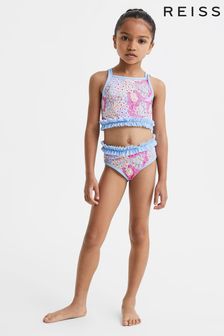 Reiss Pink Lyla Junior Floral Print Ruffle Bikini (Q89869) | €58