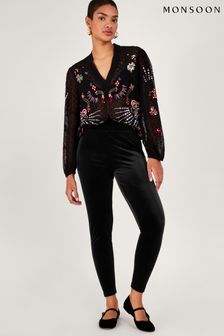 Monsoon Black Velvet Leggings (Q89876) | €28