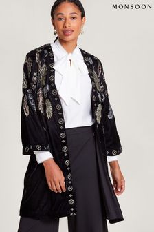 Monsoon Fenix Bestickter Kimono, Schwarz (Q89909) | 95 €