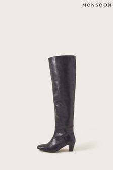 Monsoon Black Over The Knee Leather Boots (Q89927) | $199