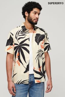 Superdry Cream Short Sleeve Hawaiian Printed Shirt (Q90028) | kr733