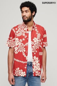 Red - Superdry Short Sleeve Hawaiian Printed Shirt (Q90047) | kr820