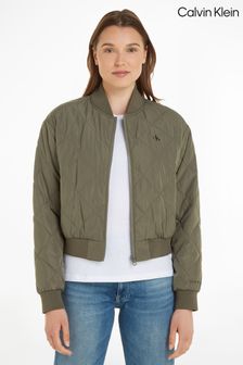 Calvin Klein Green Quilted Bomber Jacket