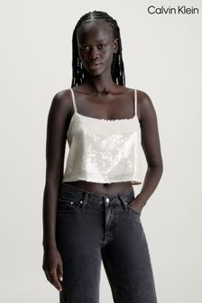 Calvin Klein Silver Sequin Top (Q90145) | $135