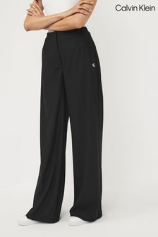 Calvin Klein Black Knit Wide Trousers (Q90150) | SGD 174