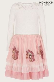 Телесное платье в стиле колор блок с единорогами Monsoon (Q90206) | €48 - €54