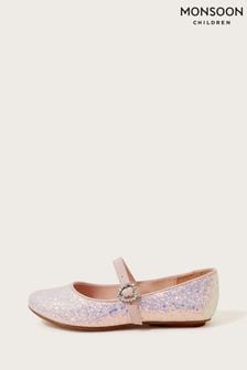 Monsoon Pink Sparkle Ballerina Flat Shoes (Q90217) | €33 - €37