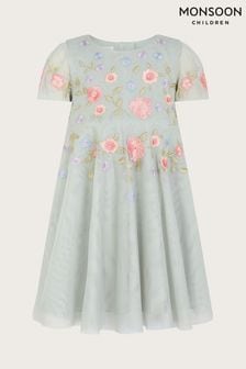 Monsoon Green Baby Luna Embroidered Dress (Q90265) | €48 - €51