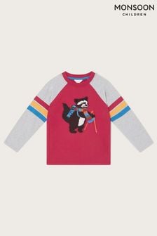 Monsoon Red Raccoon Raglan T-Shirt (Q90269) | 89 QAR - 104 QAR