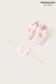 Monsoon Pink Baby Lila Booties and Headband Set (Q90305) | Kč635
