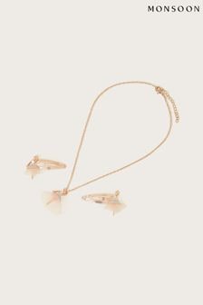 Monsoon Rosa Ballerina Necklace And Hair Clip Set (Q90316) | 48 LEI