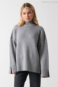 Pretty Lavish Grey Amory Grown Neck Knit Jumper (Q90351) | €26