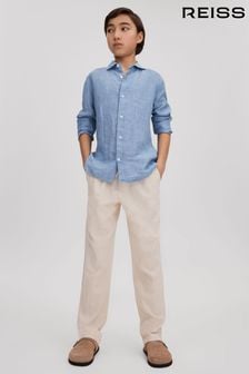 Reiss Sky Blue Ruban Junior Linen Cutaway Collar Shirt (Q90430) | kr656