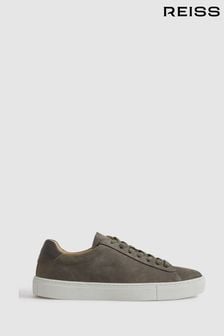 Reiss Grey Finley Nubuck Suede Lace-Up Trainers (Q90432) | $336