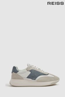 Reiss Airforce Blue Emmett Leather Suede Running Trainers (Q90450) | €256