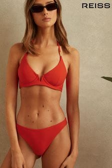 Reiss Red Aubrey Fixed Side Bikini Bottoms (Q90460) | LEI 413