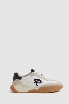 أبيض/أسود - حذاء رياضي جلد للجري بألوان متعارضة Casper من Reiss (Q90461) | 126 ر.ع