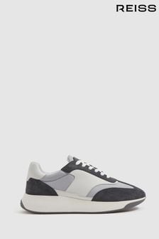 Reiss Grey Mix Emmett Leather Suede Running Trainers (Q90473) | kr3,062