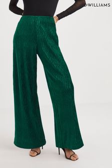 Pantaloni largi din catifea cu aspect șifonat Jd Williams Verde (Q90483) | 209 LEI