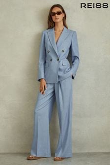 Reiss Blue June Wide Leg Suit Trousers with TENCEL™ Fibers (Q90751) | 1,285 SAR