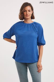 JD Williams Blue Crinkle Fit And Flare Fit Top (Q90796) | €13