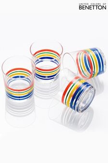 Benetton Set of 4 Multi Water Tumblers Set of 4 Tall Tumbler Glasses (Q90862) | AED128