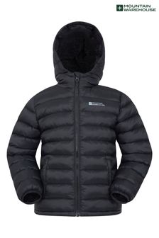 Mountain Warehouse Black Seasons Kids Water Resistant Faux Fur Lined Padded Jacket (Q90896) | €58