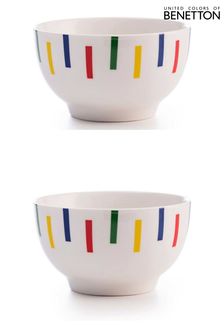 Benetton Set of 2 Multi Porcelain Breakfast Bowls