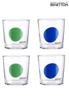 Benetton Set of 4 Blue/Green Water Tumblers Set of 4 Tall Tumbler Glasses (Q90907) | kr420