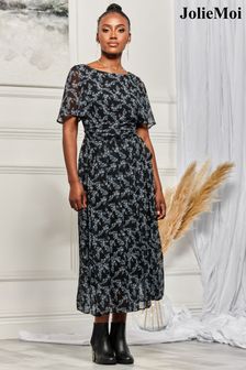 Jolie Moi Angel Sleeve Chiffon Black Maxi Dress (Q90919) | €37