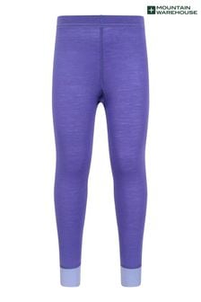 Mov - Pantaloni de sport termice pentru copii din lână merinos Mountain Warehouse (Q90931) | 131 LEI