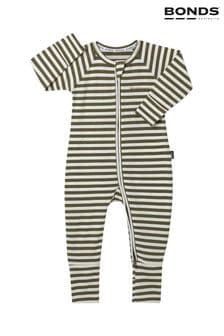 Bonds Green Stripe Zip Sleepsuit (Q90957) | AED122