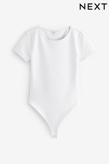 White Short Sleeve T-Shirt Bodysuit (Q90978) | AED72