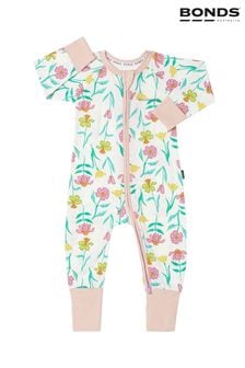 Bonds Cream Pretty Floral Print  Zip Sleepsuit (Q90988) | SGD 43
